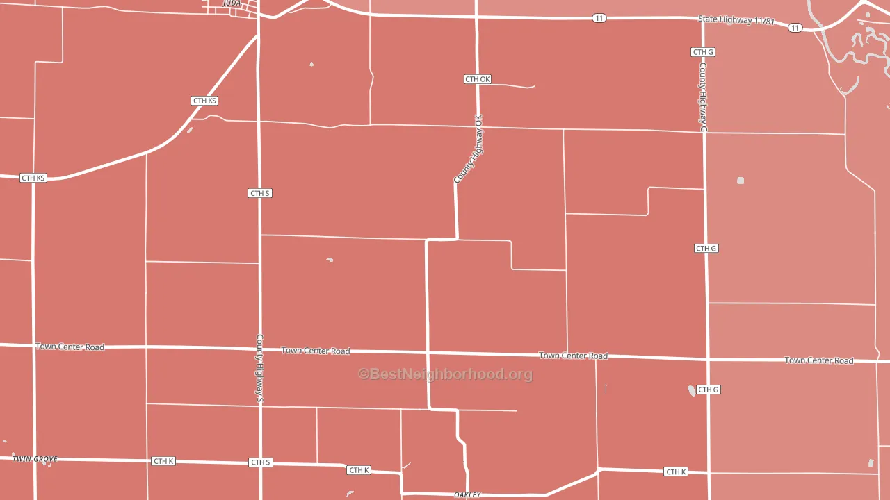 Twin Grove, WI block-group political-lean map