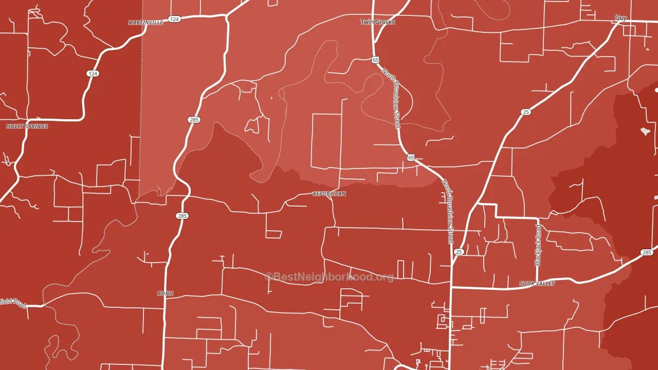 Twin Groves, AR block-group political-lean map