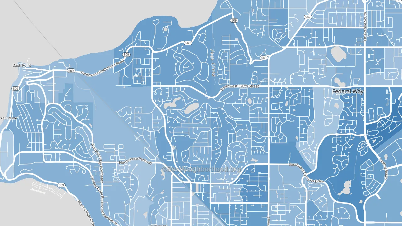 Twin Lakes, Federal Way, WA block-group political-lean map