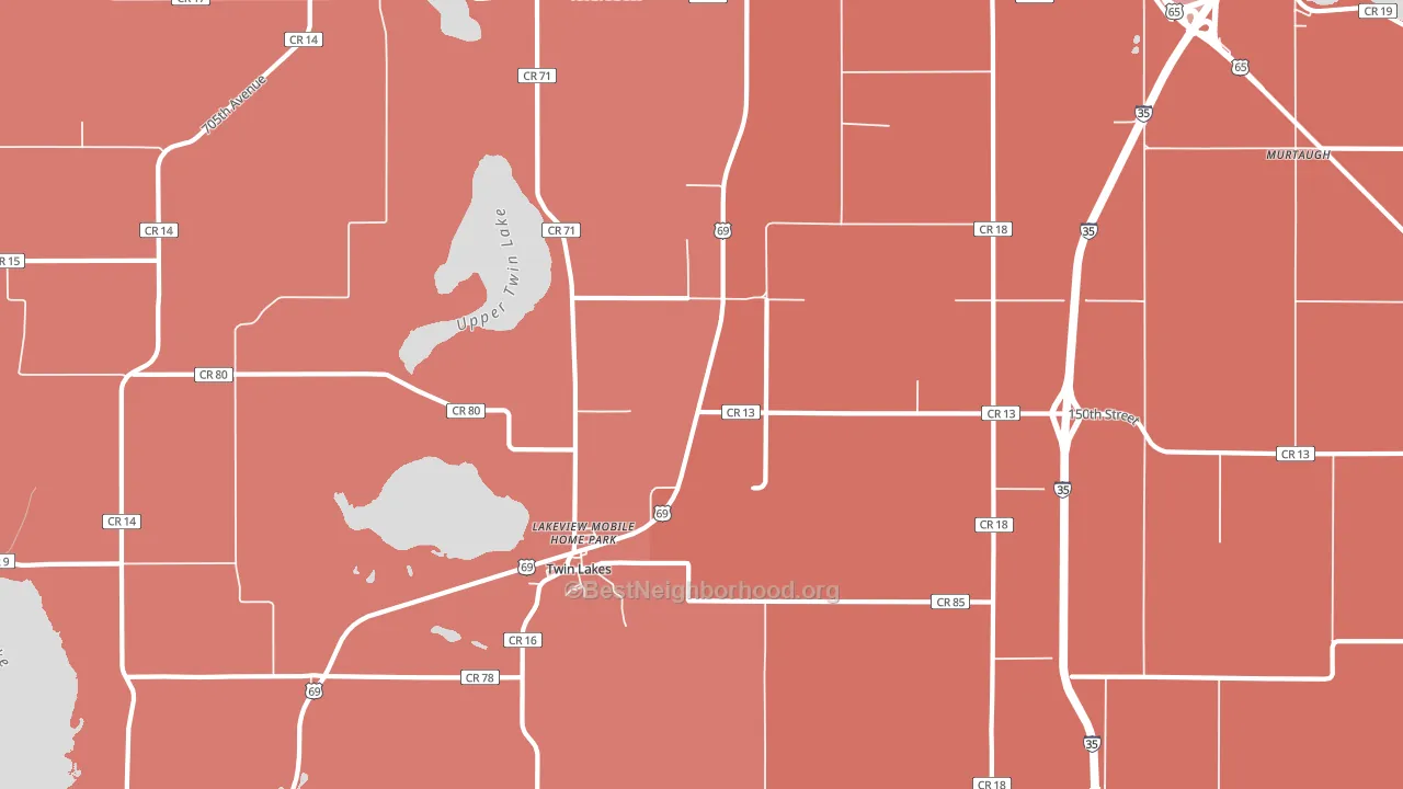 Twin Lakes, MN block-group political-lean map