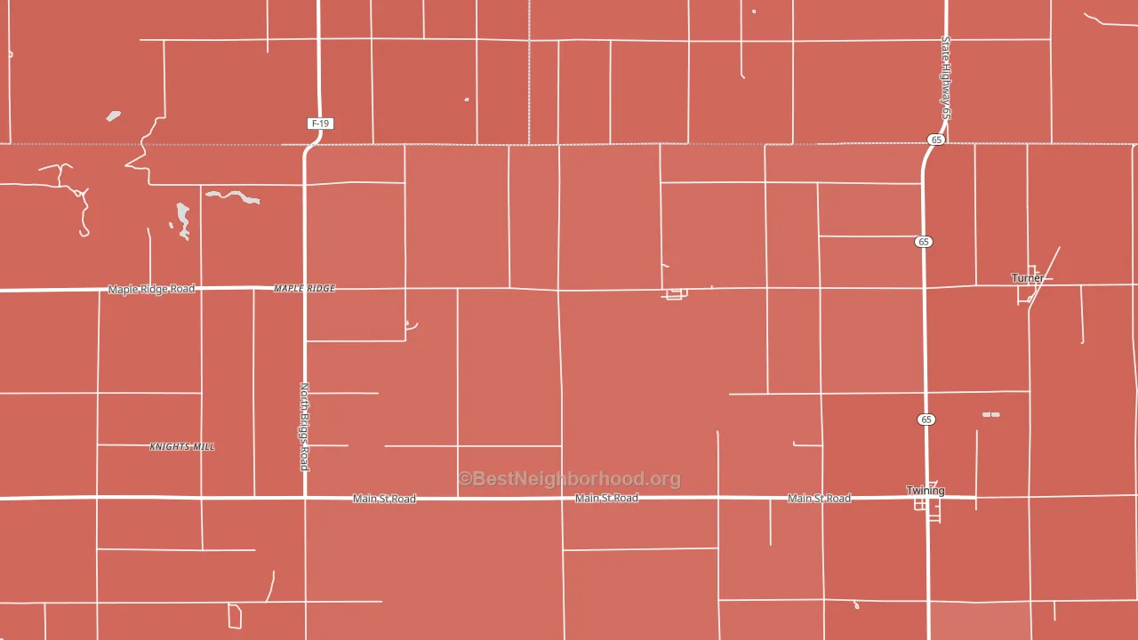 Twining, MI block-group political-lean map