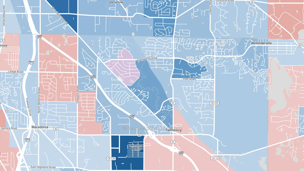 Twinsburg, OH block-group political-lean map