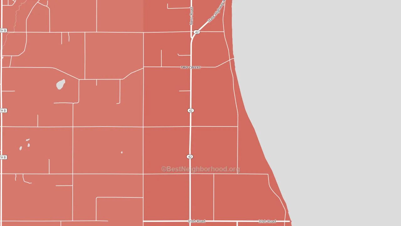 Two Creeks, WI block-group political-lean map