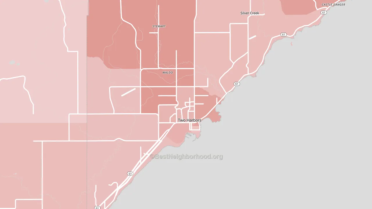 Two Harbors, MN block-group political-lean map