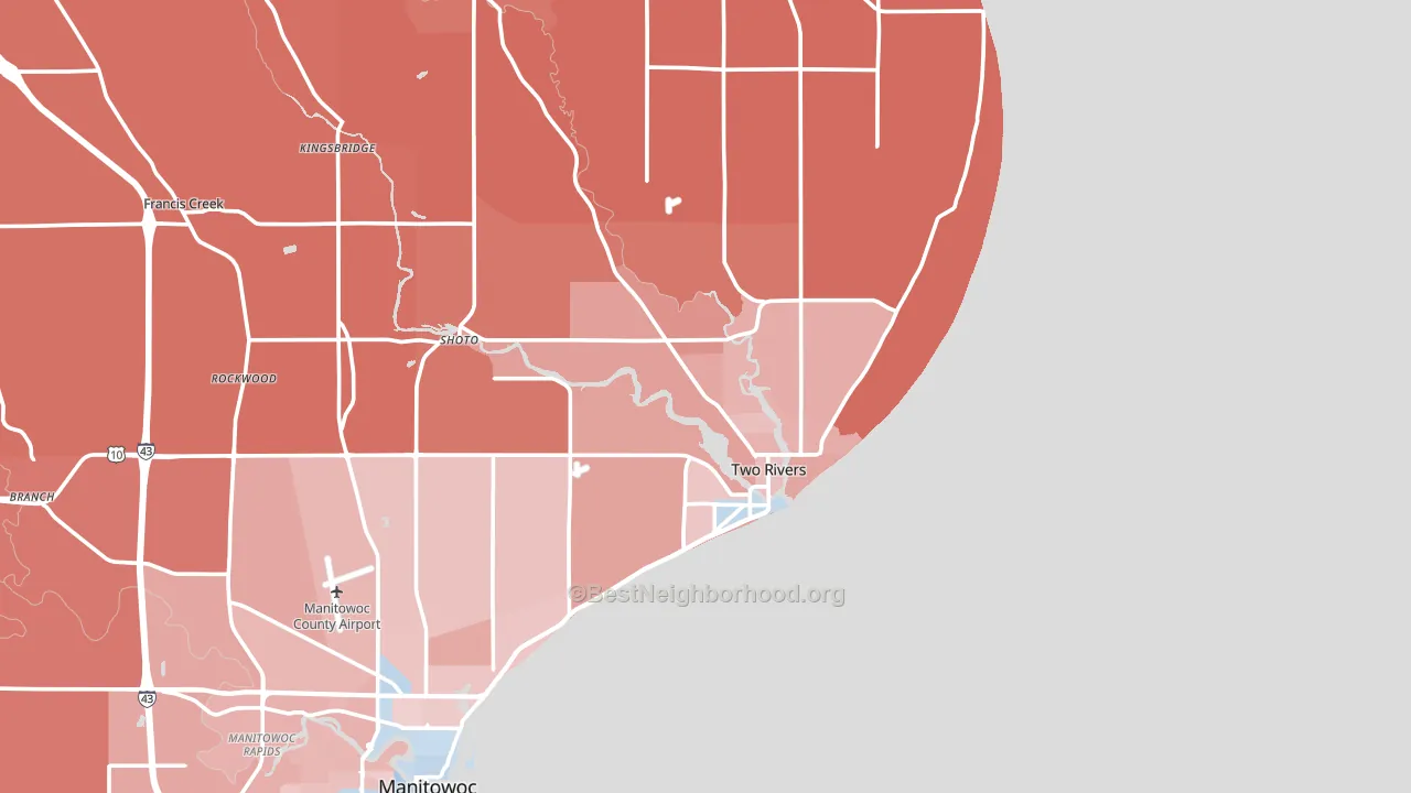 Two Rivers, WI block-group political-lean map