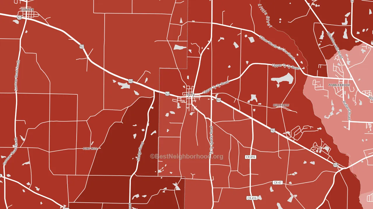 Ty Ty, GA block-group political-lean map