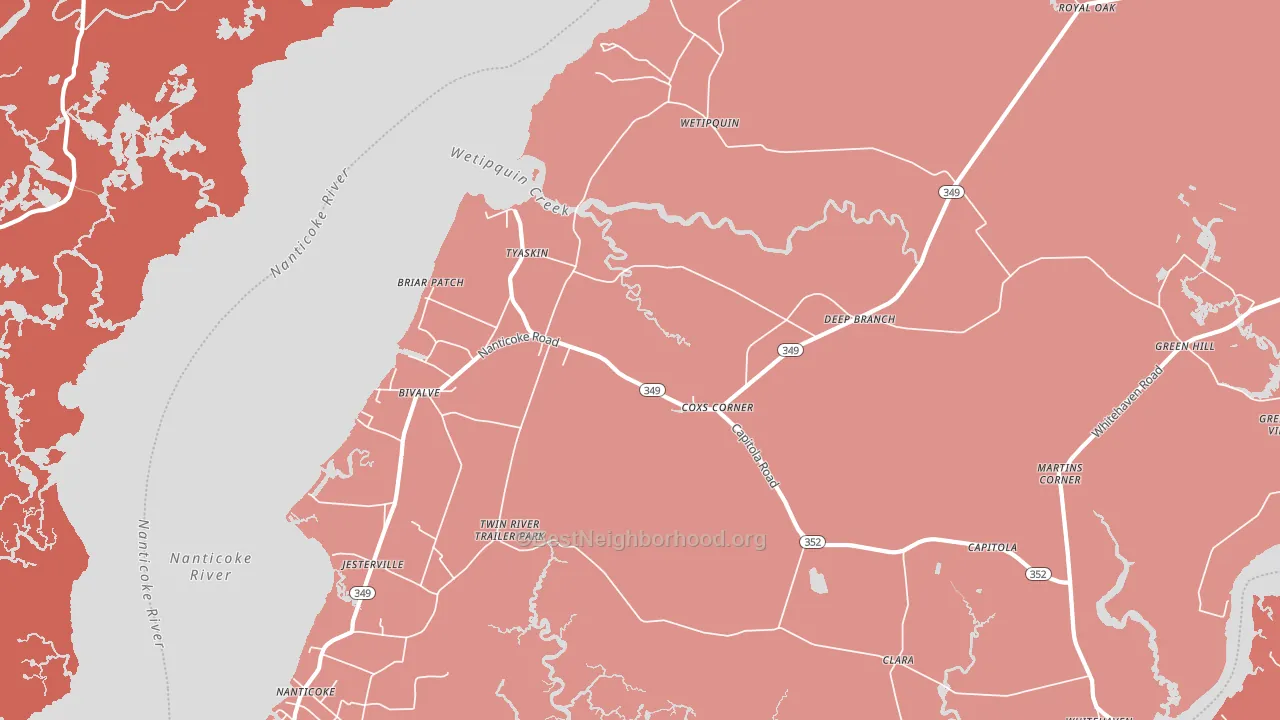 Tyaskin, MD block-group political-lean map