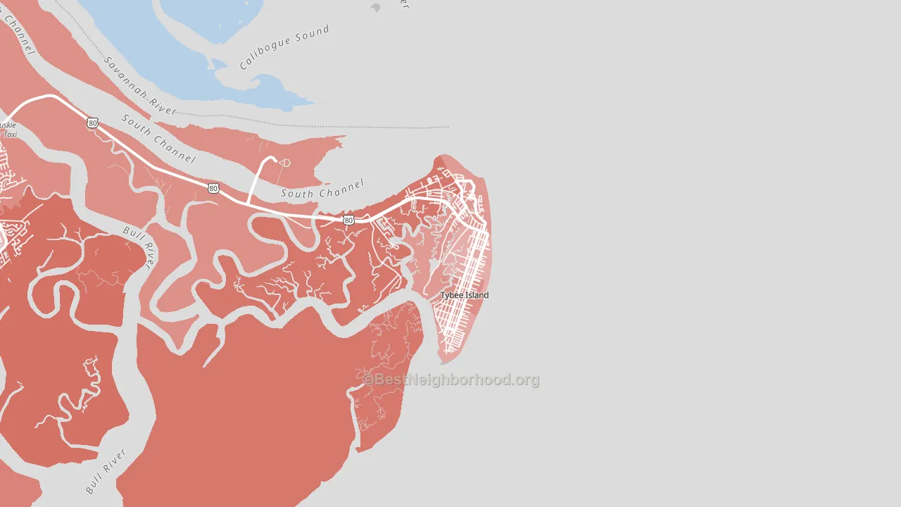 Tybee Island, GA block-group political-lean map