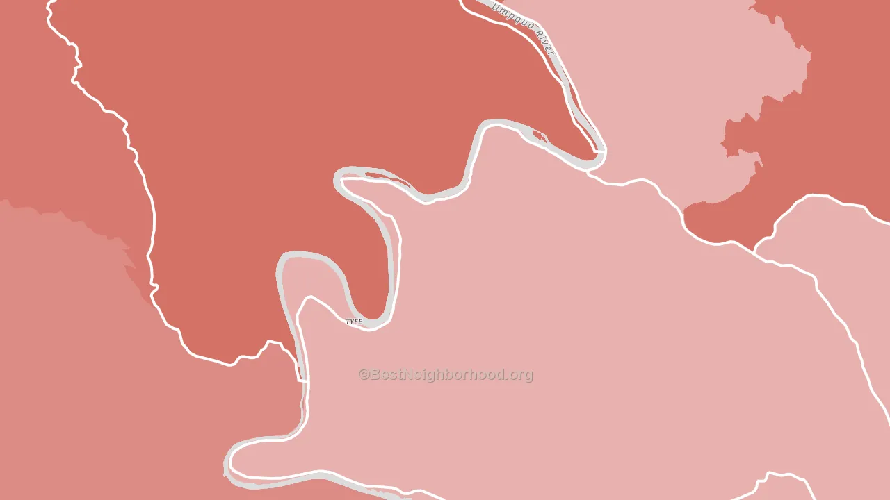 Tyee, OR block-group political-lean map