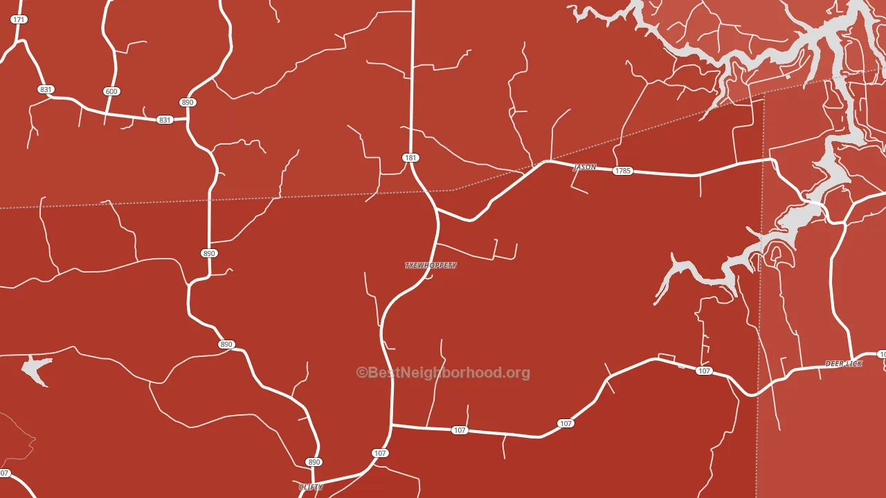 Tyewhoppety, KY block-group political-lean map