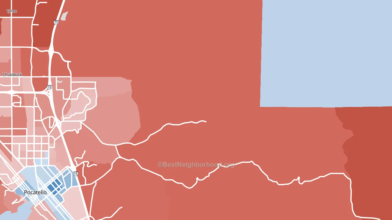 Tyhee, ID block-group political-lean map