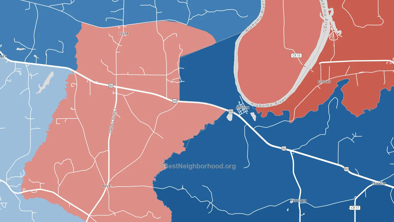 Tyler, AL block-group political-lean map