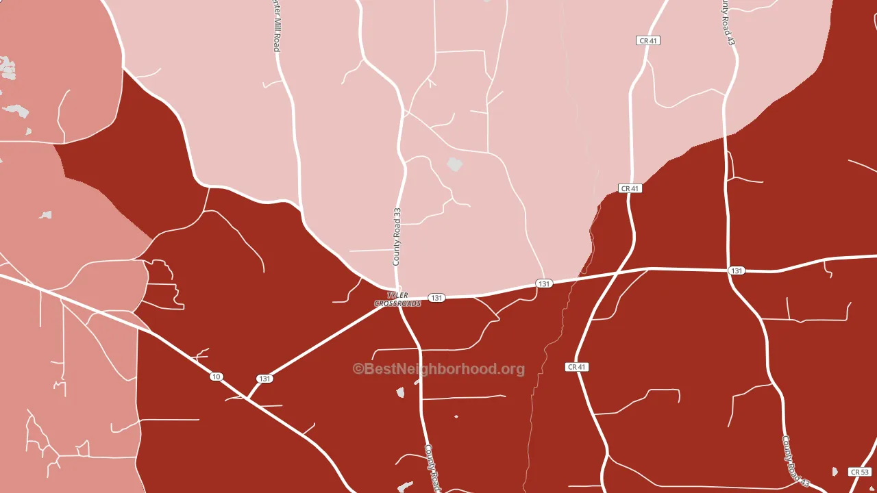 Tyler Crossroads, AL block-group political-lean map
