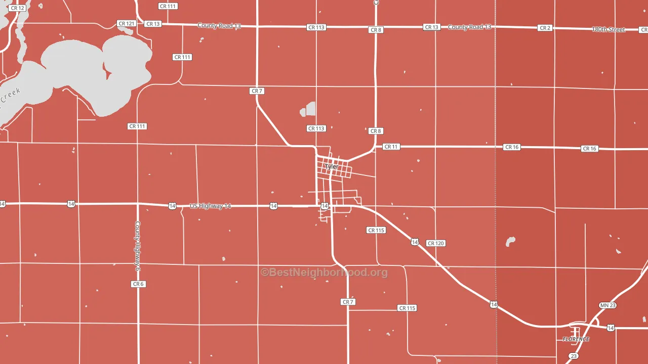 Tyler, MN block-group political-lean map