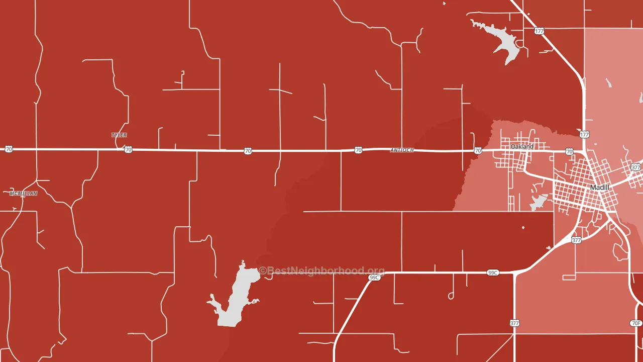 Tyler, OK block-group political-lean map