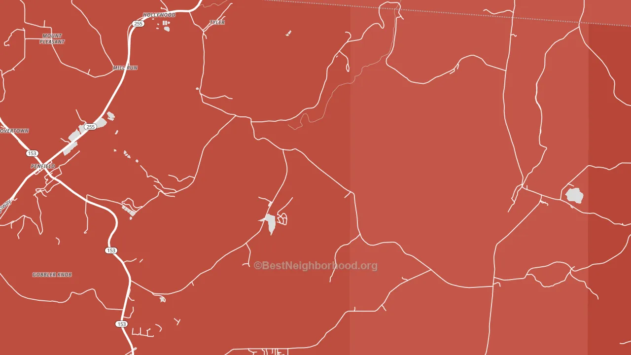 Tyler, PA block-group political-lean map