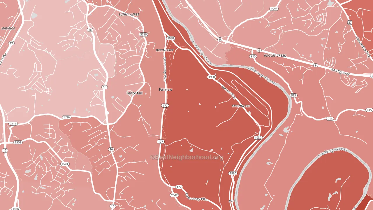 Tylor Mill, KY block-group political-lean map