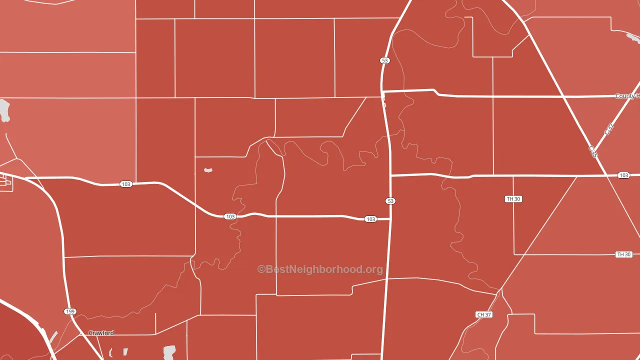 Tymochtee, OH block-group political-lean map