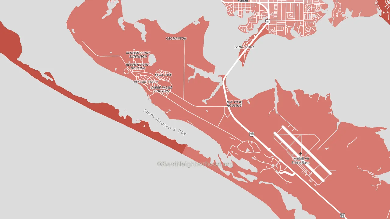 Tyndall AFB, FL block-group political-lean map