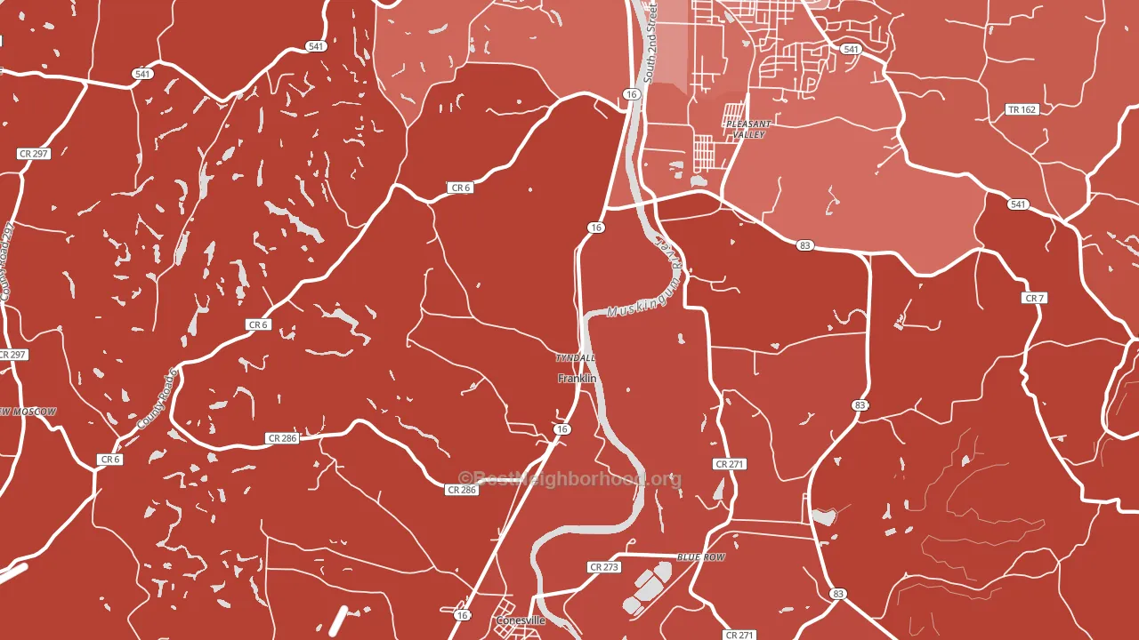 Tyndall, OH block-group political-lean map