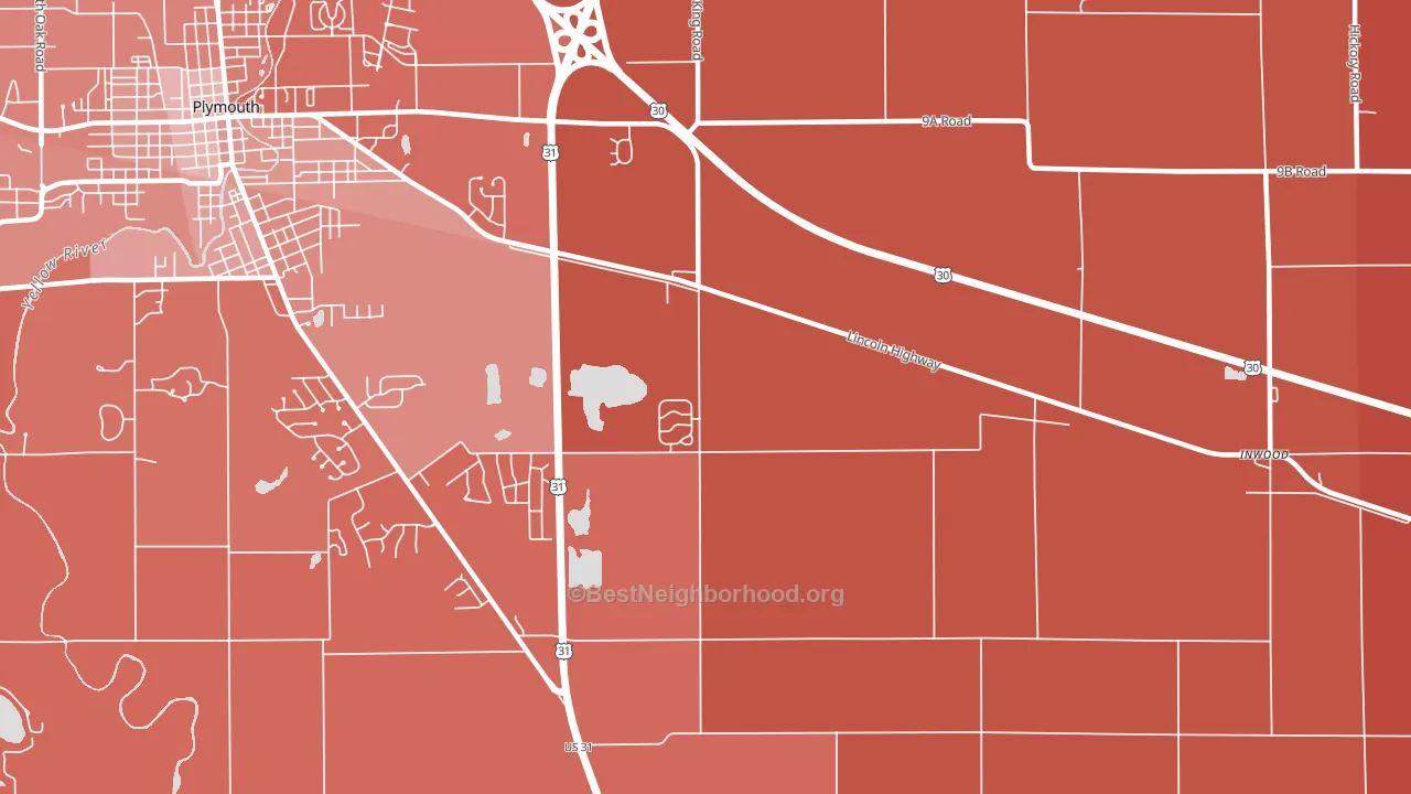 Tyner, IN block-group political-lean map