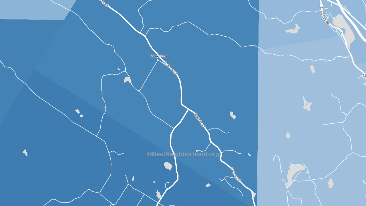 Tyringham, MA block-group political-lean map