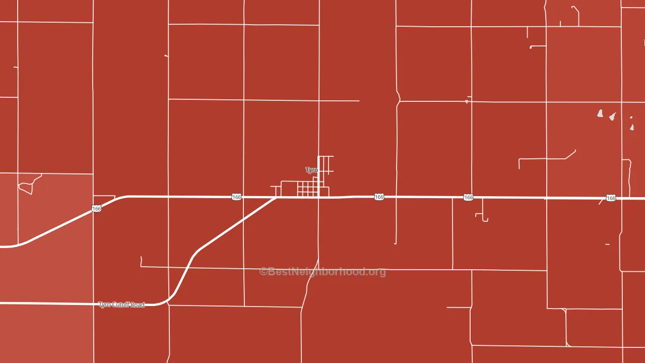 Tyro, KS block-group political-lean map