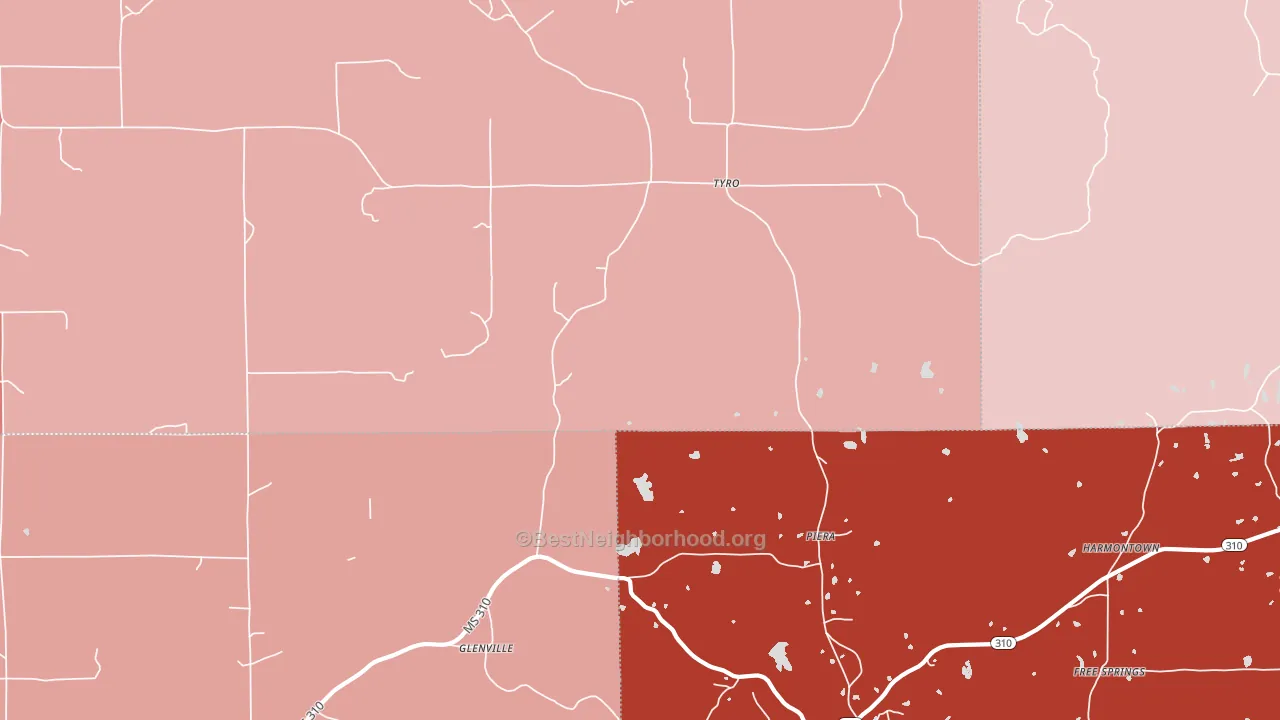 Tyro, MS block-group political-lean map