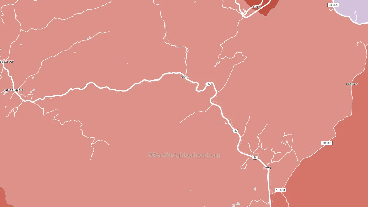 Tyro, VA block-group political-lean map
