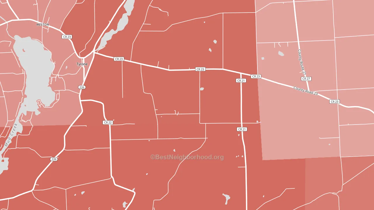Tyrone, NY block-group political-lean map