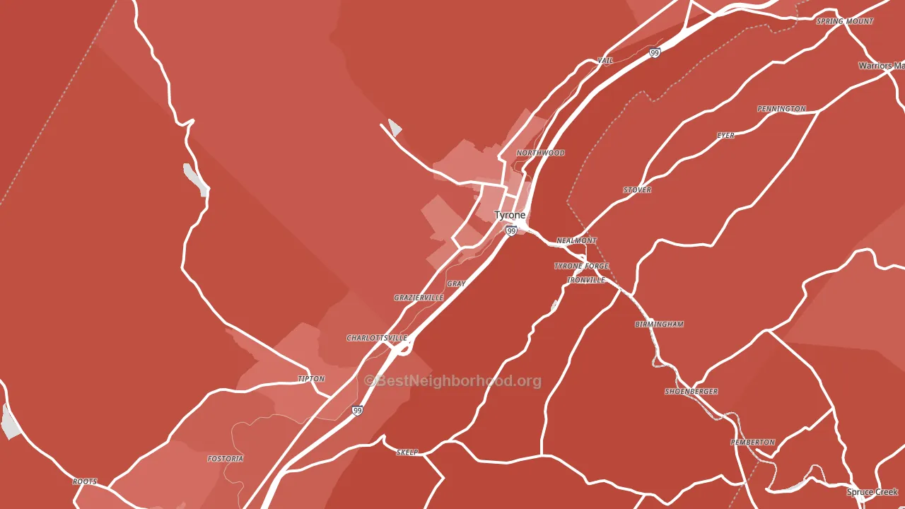 Tyrone, PA block-group political-lean map