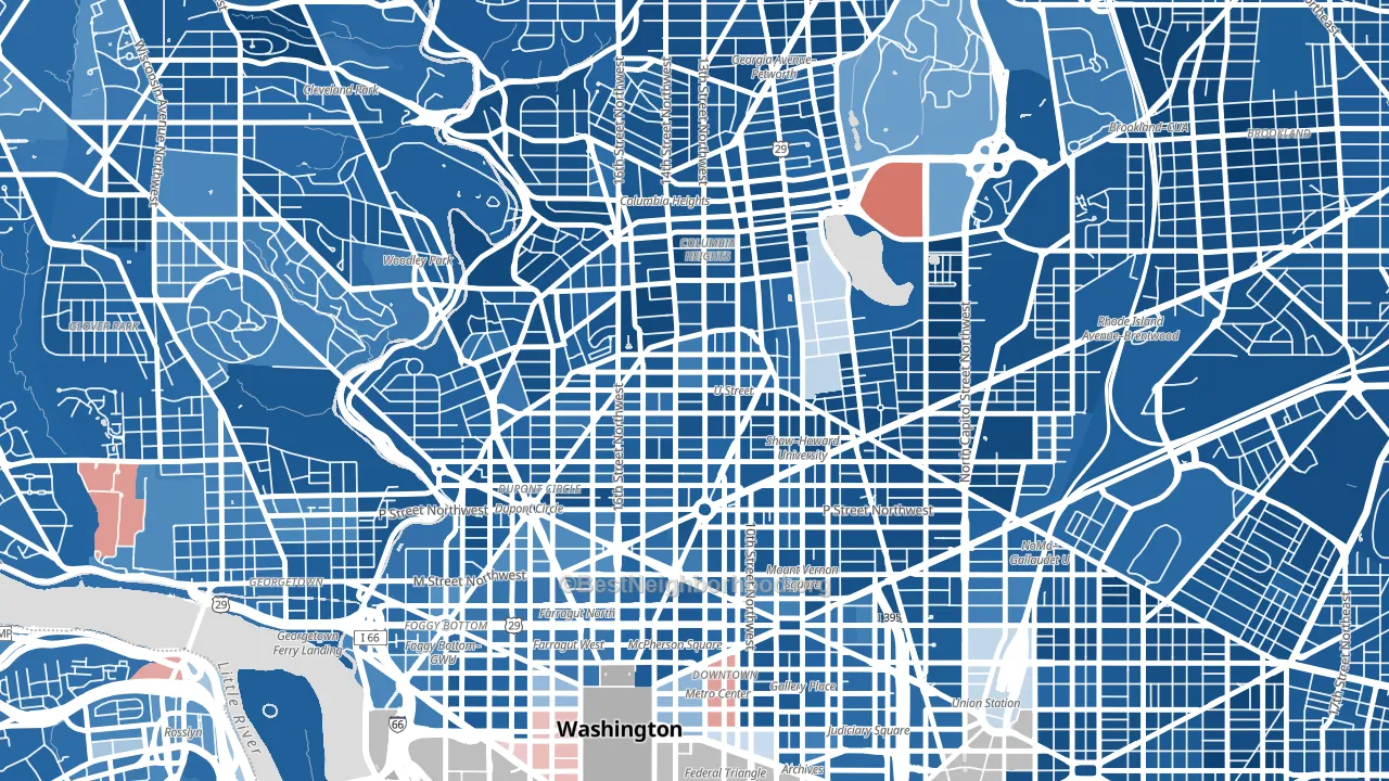 U Street Corridor, Washington, DC block-group political-lean map