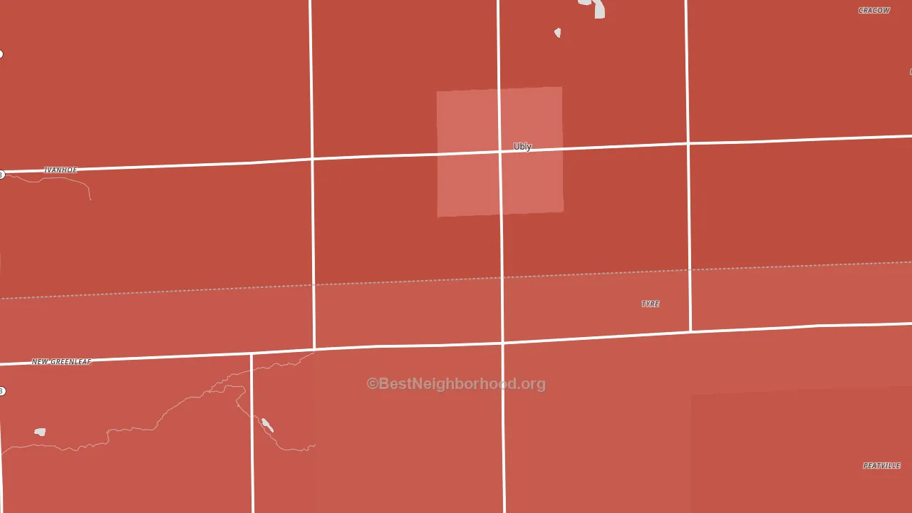 Ubly, MI block-group political-lean map