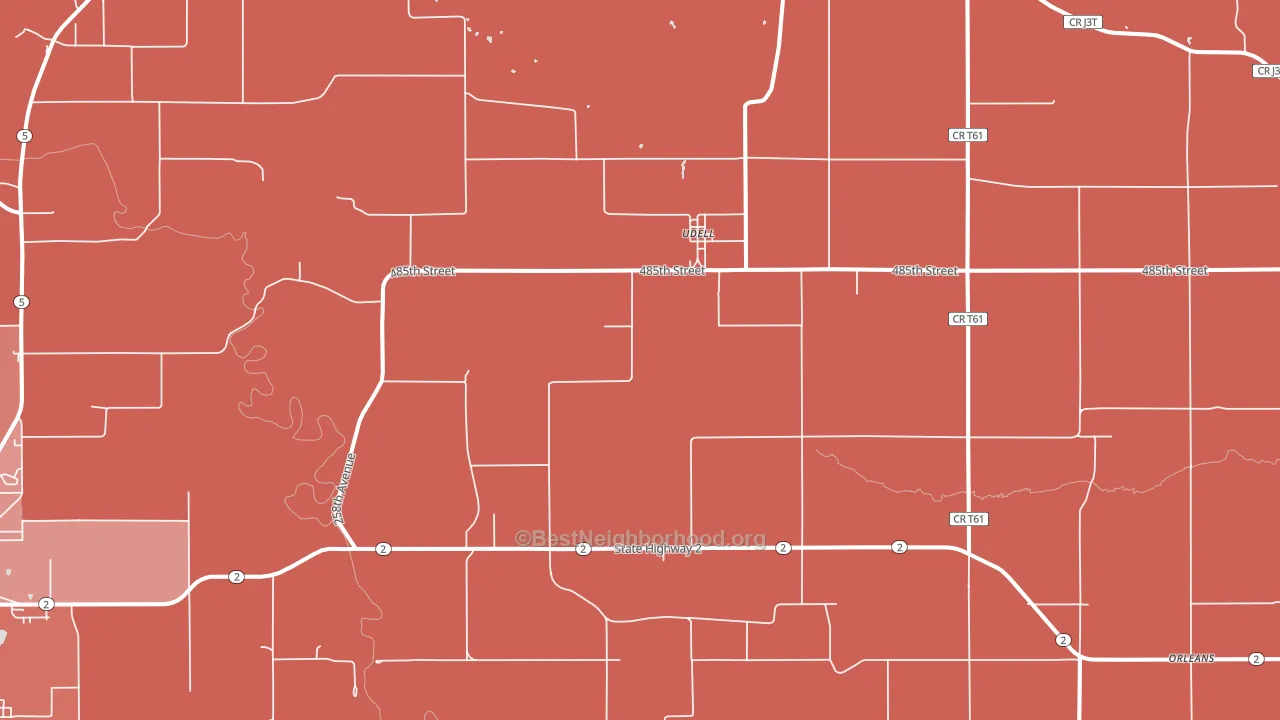 Udell, IA block-group political-lean map