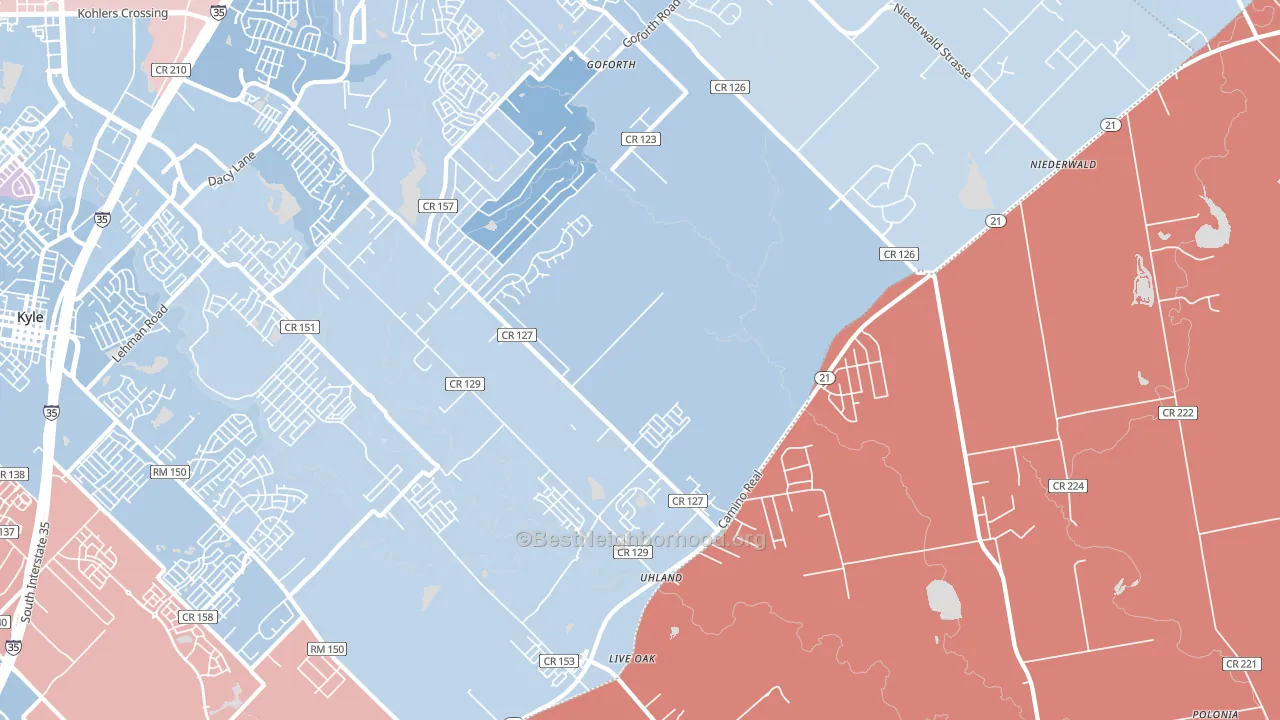 Uhland, TX block-group political-lean map