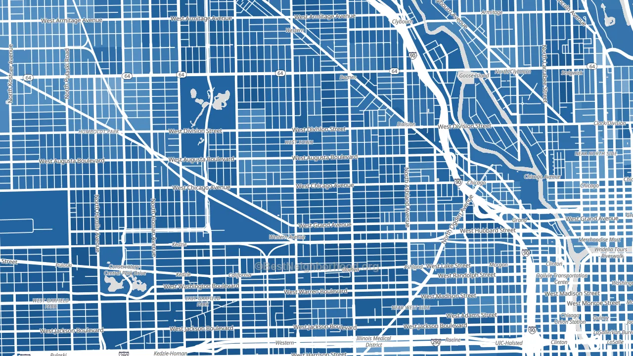 Ukrainian Village, Chicago, IL block-group political-lean map