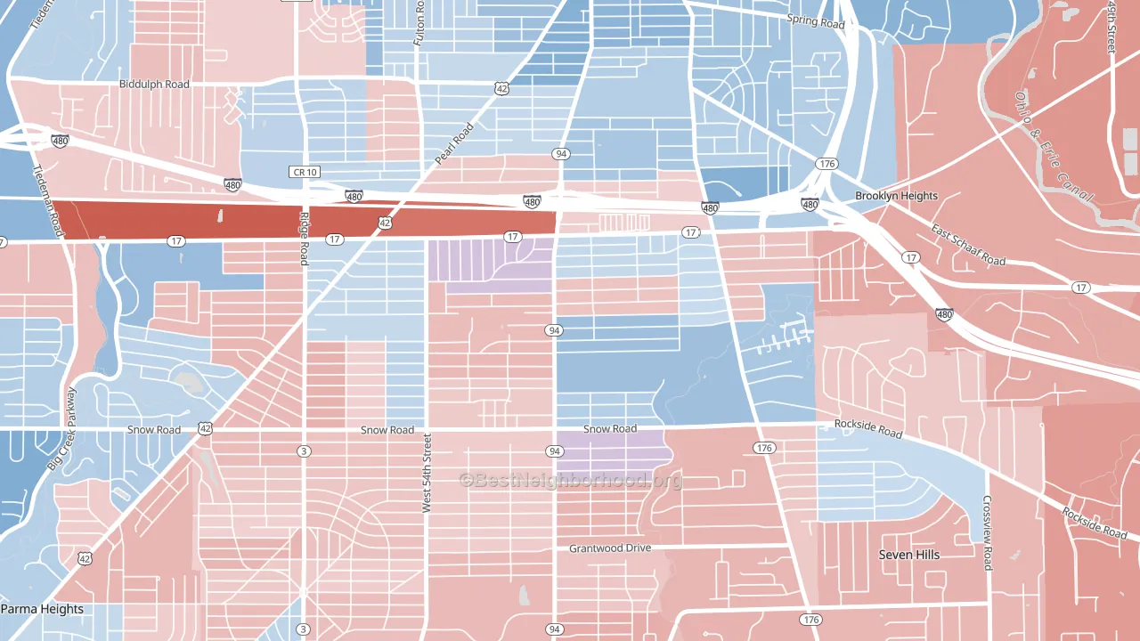 Ukrainian Village, Parma, OH block-group political-lean map