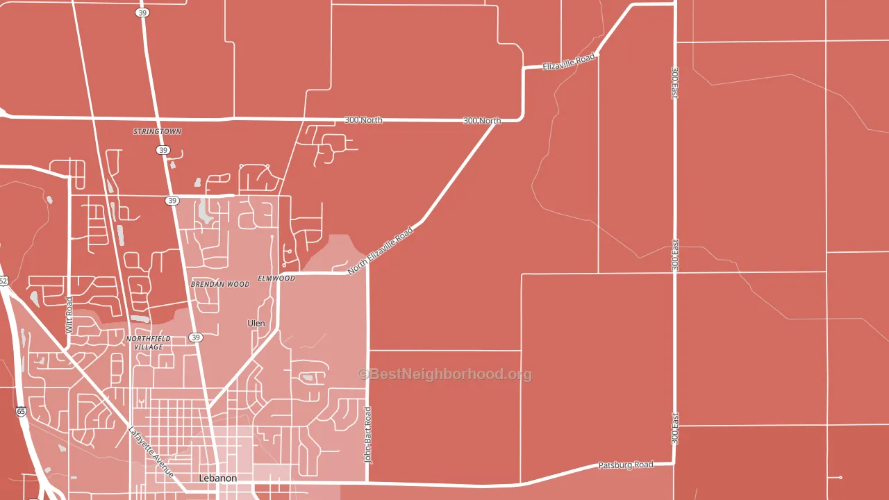 Ulen, IN block-group political-lean map