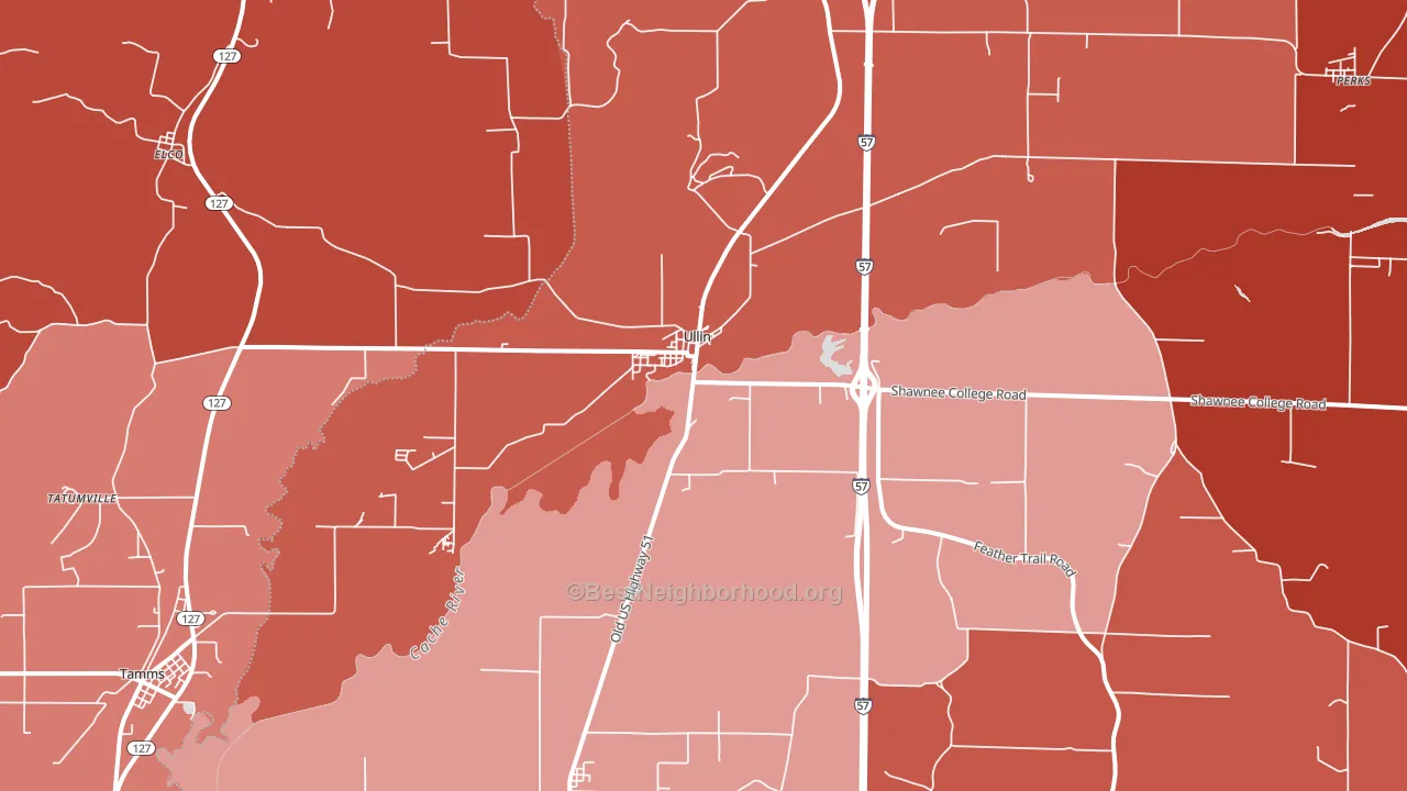 Ullin, IL block-group political-lean map