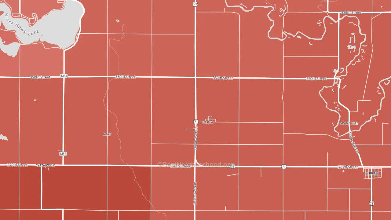 Ulmer, IA block-group political-lean map
