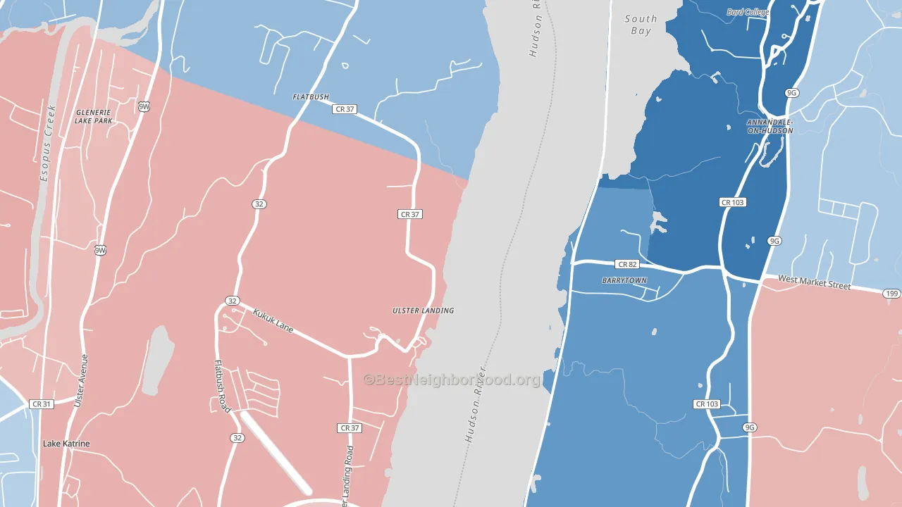 Ulster Landing, NY block-group political-lean map