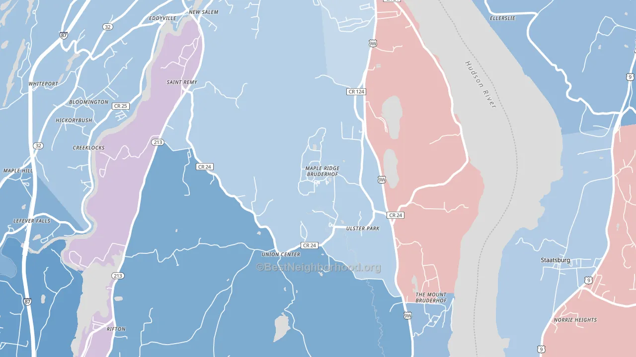 Ulster Park, NY block-group political-lean map