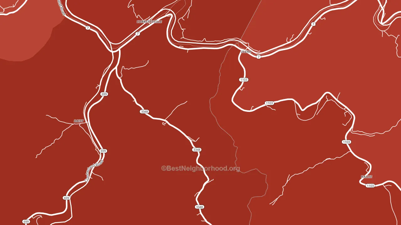 Ulvah, KY block-group political-lean map