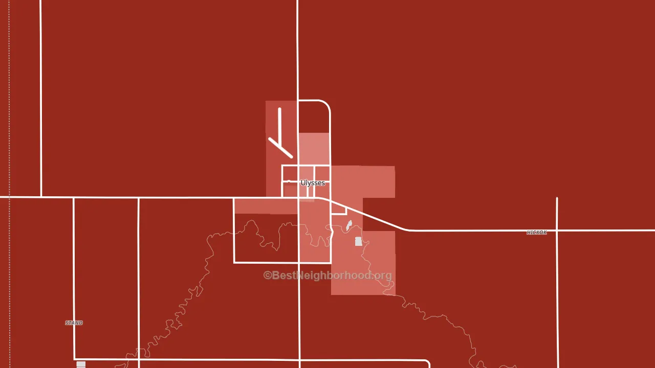 Ulysses, KS block-group political-lean map