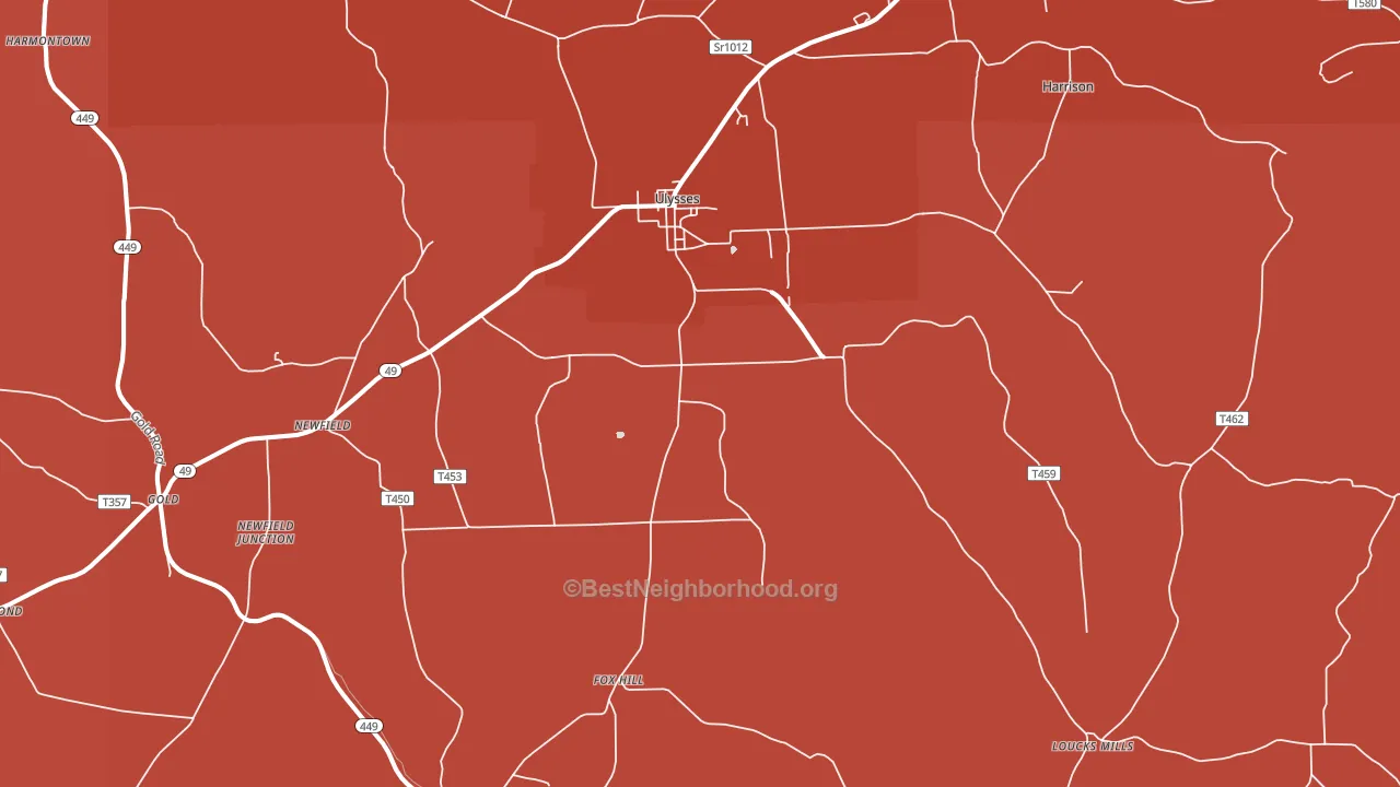 Ulysses, PA block-group political-lean map