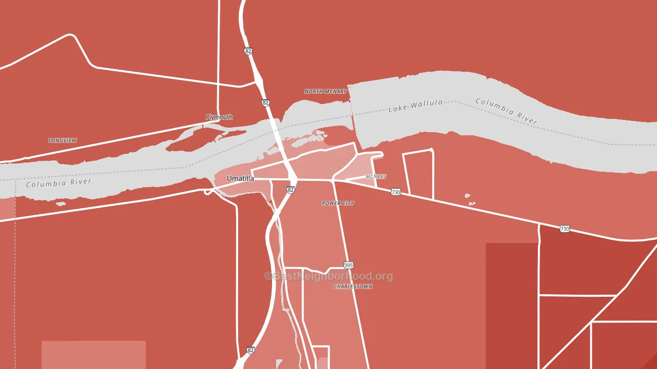 Umatilla, OR block-group political-lean map