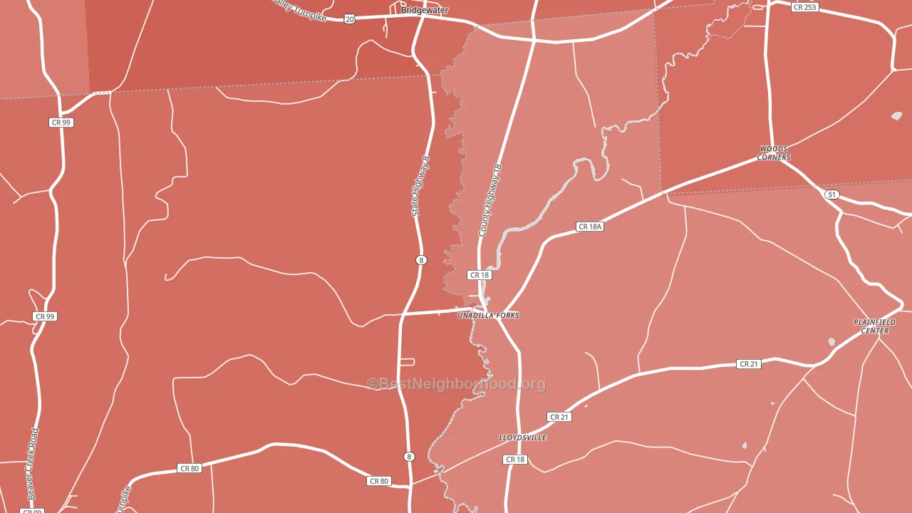 Unadilla Forks, NY block-group political-lean map