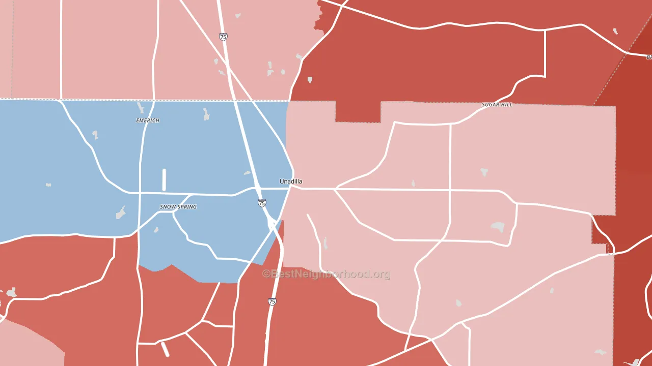 Unadilla, GA block-group political-lean map