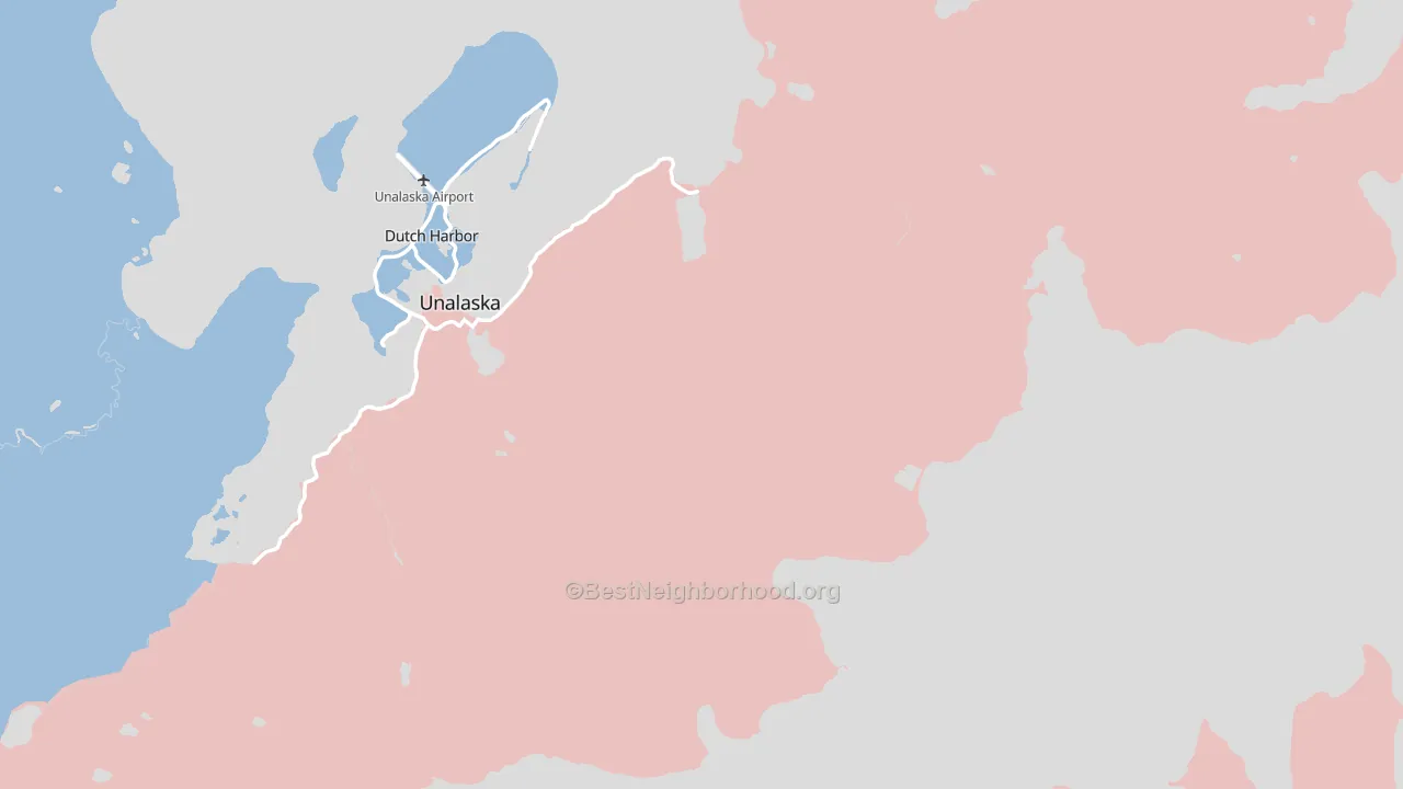 Unalaska, AK block-group political-lean map