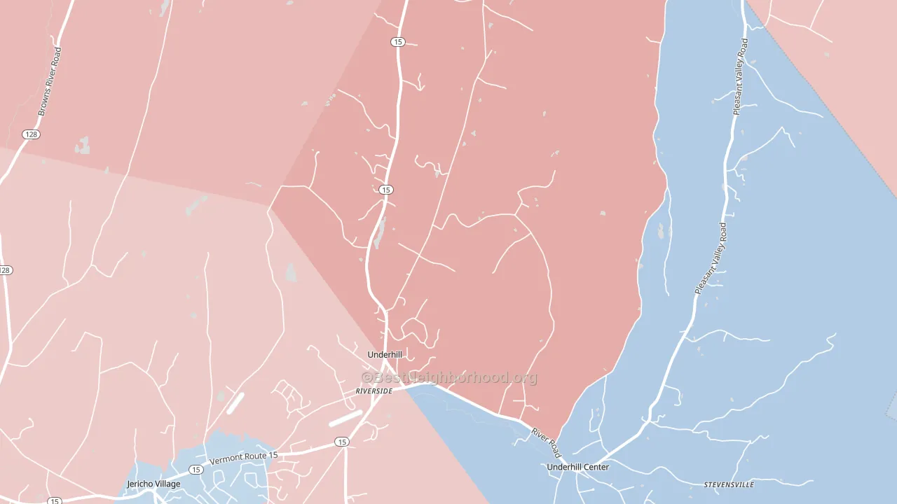Underhill, VT block-group political-lean map